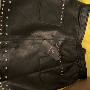 Studded Faux Leather Skirt